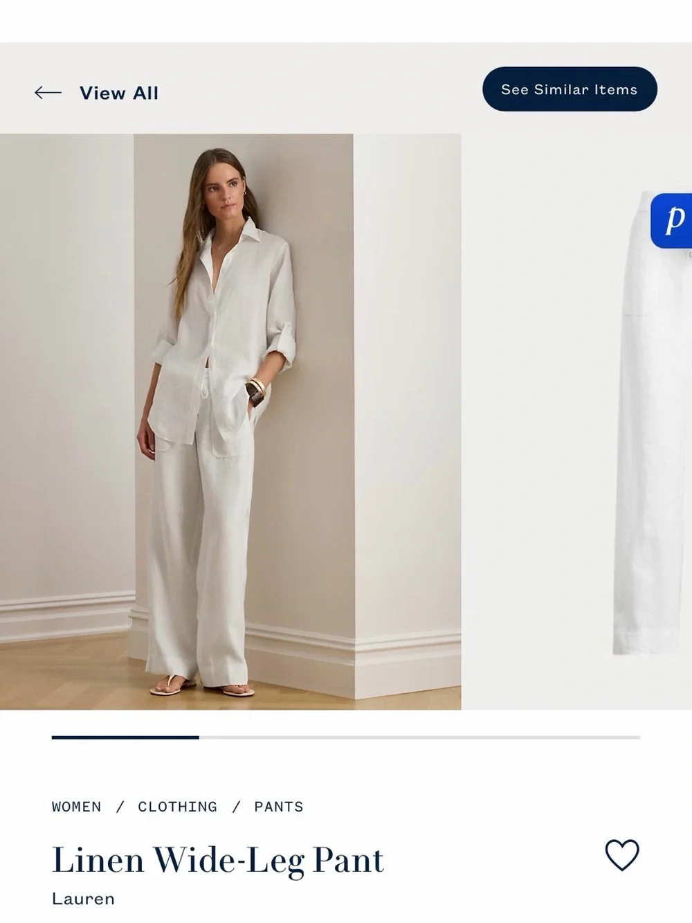 Ralph Lauren White 100% Linen Pants with Elastic Drawstring Waist - Picture 4 of 11